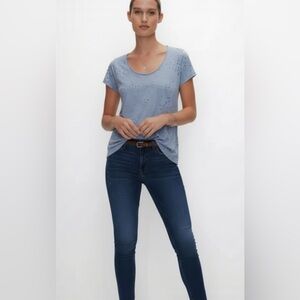Bacio blue asymmetrical t shirt w holes